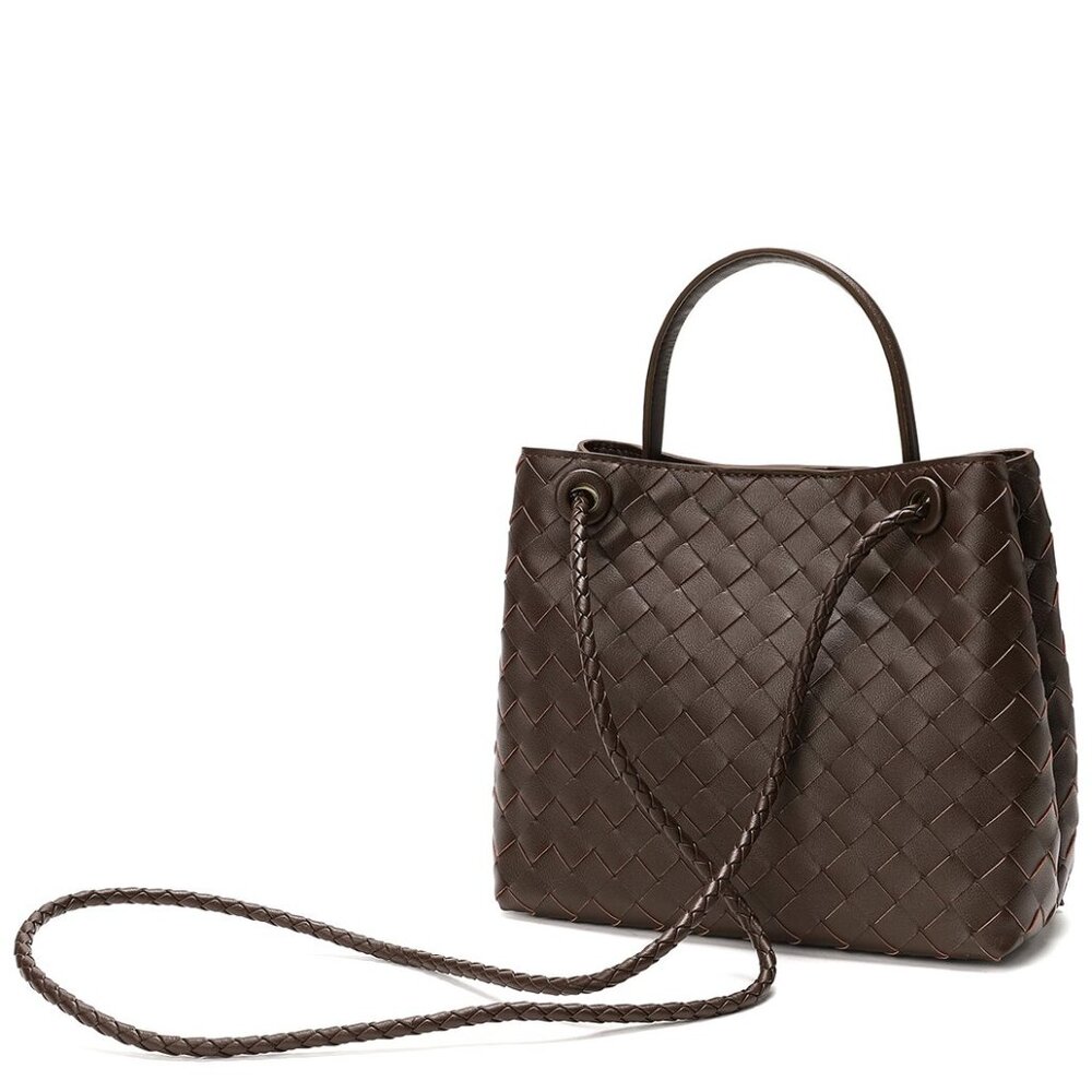 Woven Sheepskin Leather Bow Shoulder / Crossbody Bag - Picture 5 of 6